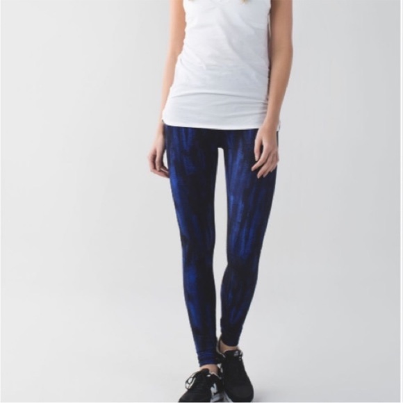 Lululemon Wunder Under High Waist Roll Down Nightsky Blue Black Size 4 - Picture 1 of 12